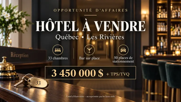 Hôtel 33 chambres à vendre à Québec !