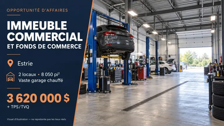 Garage à vendre en Estrie avec immeuble !
