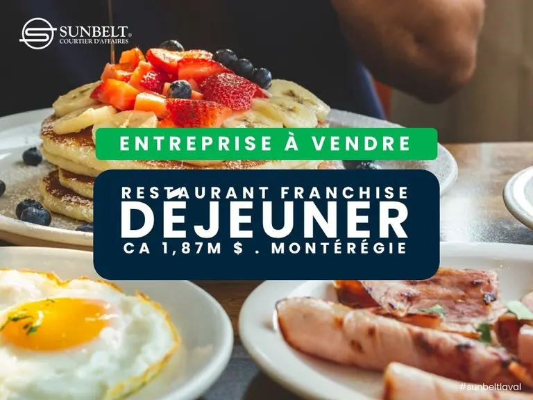 FRANCHISE DÉJEUNER-DÎNER POPULAIRE AVEC GÉRANT . CA 1,87 M $