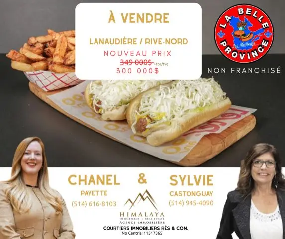 À vendre fond de commerce restaurant la Belle Province 