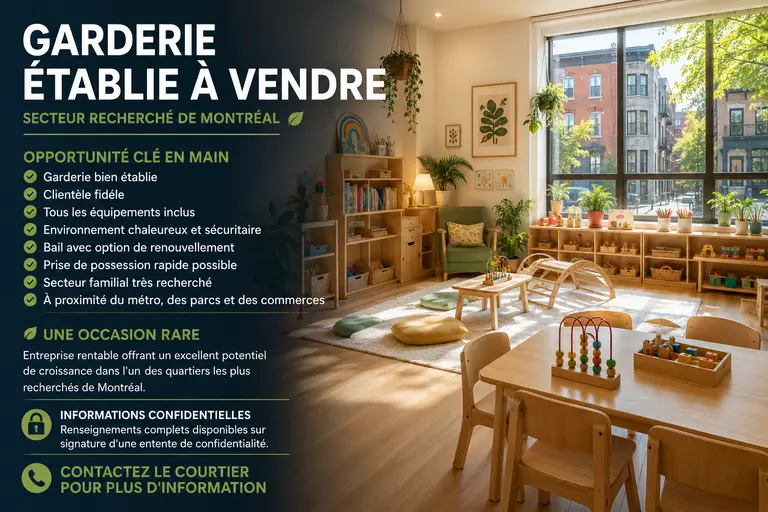 Garderie privée 46 places à Montréal !