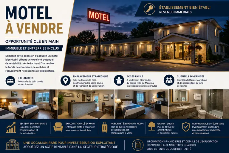 MOTEL A VENDRE - OPPORTUNITE D'INVESTISSEMENT AVEC FORT POTENTIEL