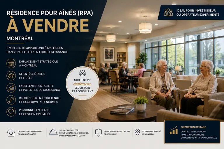 Résidence pour aînés (RPA) à vendre à Montréal 