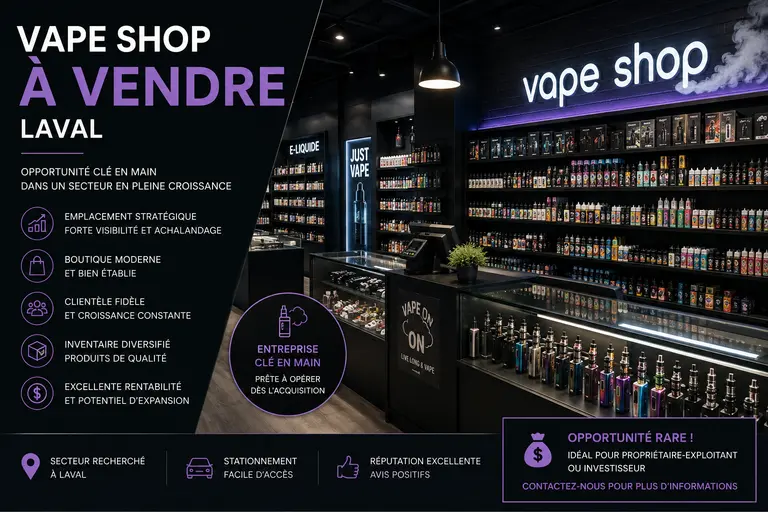 Vape Shop à vendre à Laval 