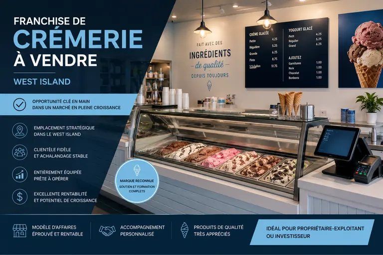 Franchise de Crémerie à vendre à West Island !